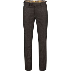 Meyer Bonn Modern Fit flatfront pantalon bruin effen lamswol