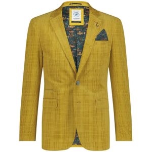 A Fish Named Fred kleurrijk colbert geel geruit slim fit katoen