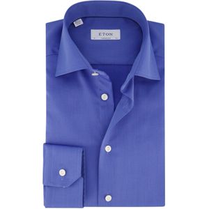 Eton business overhemd normale fit blauw effen katoen