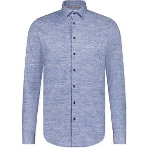 Blauw uni Blue Industry casual overhemd slim fit katoen