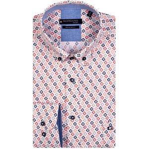 Giordano casual overhemd normale fit rood geprint katoen