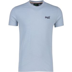 Superdry t-shirt effen blauw katoen