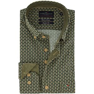 Portofino Regular Fit casual overhemd groen geprint