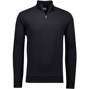 Lyle&Scott halfzip sweater effen zwart katoen