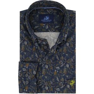 Eden Valley casual overhemd mouwlengte 7 wijde fit blauw geprint katoen