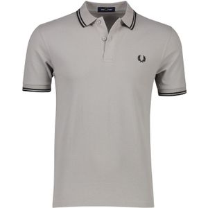 Fred Perry polo normale fit grijs effen katoen met zwarte strepen