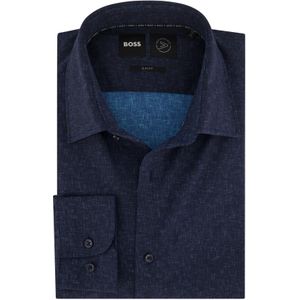 Hugo Boss business overhemd  slim fit donkerblauw effen