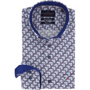 Portofino overhemd Regular Fit met blauwe print