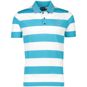 Paul & Shark polo wijde fit wit met blauw gestreept katoen