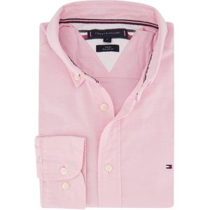 Tommy Hilfiger casual overhemd normale fit roze effen katoen