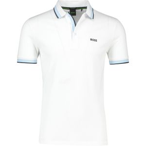 Hugo Boss polo normale fit wit effen katoen Paddy