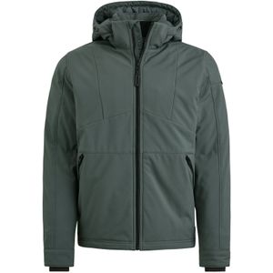 Cast Iron softshell winterjas groen slim fit met capuchon