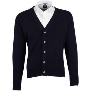 William Lockie vest  donkerblauw knopen effen lamswol