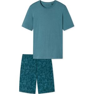 Schiesser Casual Essentials shortama lichtblauw geprinte broek