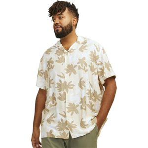 Jack&Jones overhemd beige geprint korte mouw