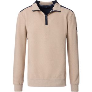 Casa Moda trui half zip creme effen katoen wijde fit