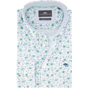 Fynch Hatton overhemd wit geprint bloemen borstzak