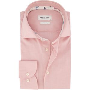 Slim fit Profuomo katoenen overhemd roze strijkvrij