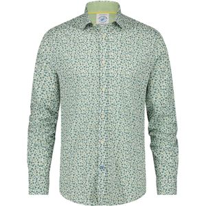 A Fish Named Fred casual overhemd groen geprint slim fit