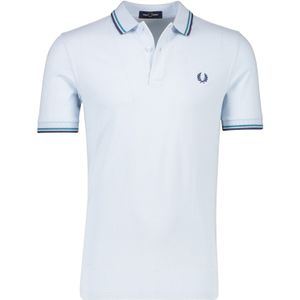 Fred Perry polo normale fit lichtblauw effen katoen met blauwe details