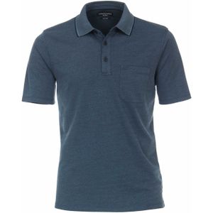 Casa Moda blauw poloshirt gemeleerd met borstzak