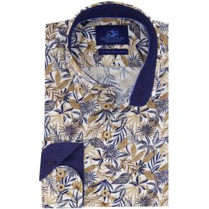 Eden Valley casual overhemd mouwlengte 7 Modern Fit donkerblauw geprint linnen