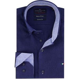 Donkerblauw Portofino casual overhemd normale fit linnen