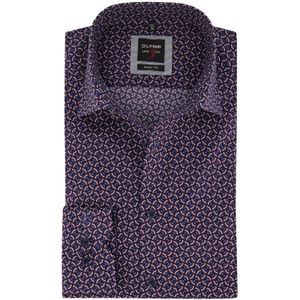 Olymp business overhemd Level Five extra slim fit paars geprint katoen