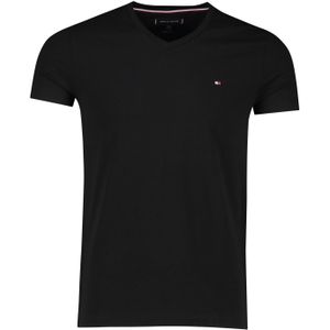 Tommy Hilfiger t-shirt extra slim fit zwart v-neck effen katoen