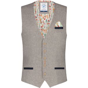 A Fish Named Fred gilet beige wit patroon slim fit