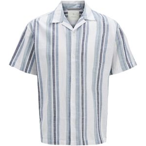 Jack&Jones casual overhemd korte mouw blauw gestreept