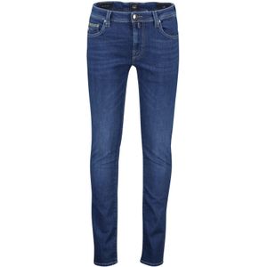 Donkerblauwe tramarossa leonardo 5-pocket jeans van effen katoen