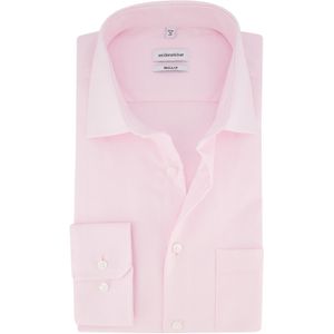 Seidensticker business overhemd Regular normale fit roze borstzak katoen