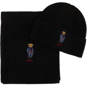 Polo Ralph Lauren sjaal/muts set zwart effen