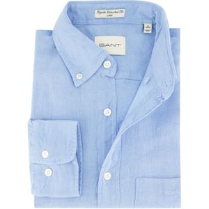 Gant - Casual Overhemd - Blauw - Linnen