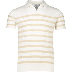 Born With Appetite polo normale fit beige wit gestreept