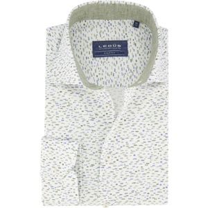 Ledub casual overhemd normale fit groen geprint wide spread boord