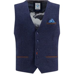 A Fish Named Fred gilet donkerblauw effen normale fit