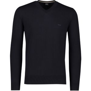 BOSS Black Pacello-L trui v-hals navy effen katoen