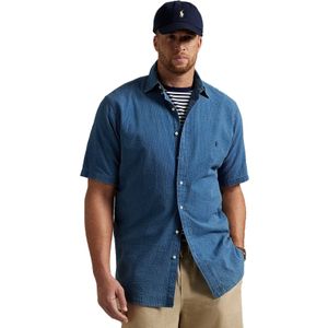 Polo Ralph Lauren casual overhemd korte mouw blauw effen katoen