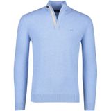 Portofino trui half zip lichtblauw effen katoen