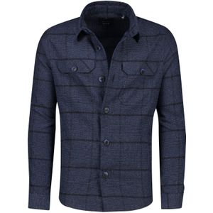 Portofino overshirt donkerblauw regular fit knopen geruit katoen