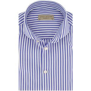 John Miller overhemd mouwlengte 7 normale fit blauw wit gestreept