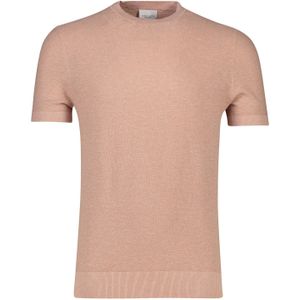Gemeleerd Profuomo T-shirts zalm roze met ronde hals
