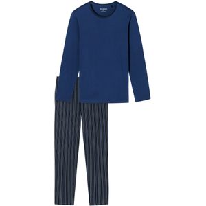 Schiesser pyjama blauw met streep katoen selected! premium