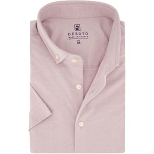 Desoto overhemd korte mouw slim fit roze effen katoen knitted