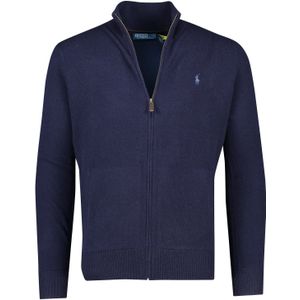 Polo Ralph Lauren vest opstaande kraag donkerblauw rits effen merinowol