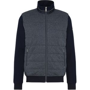 Bugatti vest opstaande kraag donkerblauw rits effen katoen-stretch wijde fit