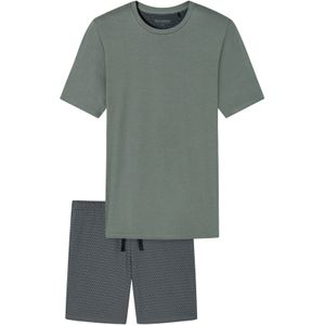 Korte pyjama Schiesser Fine Interlock groen geprint