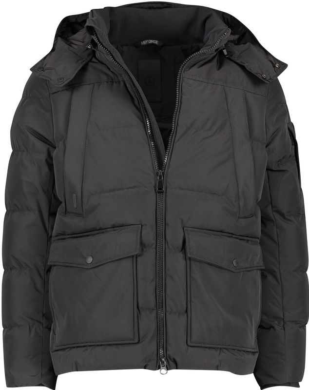 Airforce Otis winterjas zwart effen slim fit synthetisch